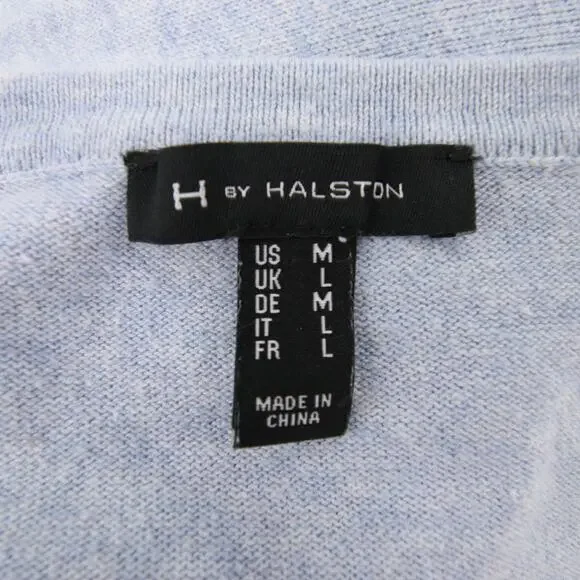 H by Halston Sweater Top Blue V Neck Bell Sleeve 3/4 Sleeve Blouse Casual Size M - Picture 9 of 11